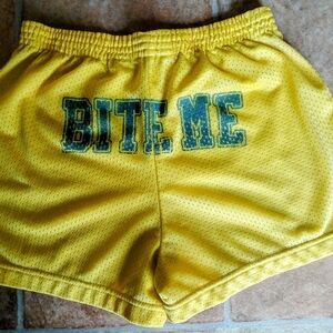 Vintage Bite Me Yellow Athletic Shorts